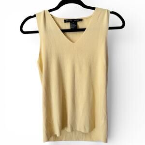 Yansi Fugel Butter Yellow Silk Blend Sleeveless Knit Tank Top Size Small